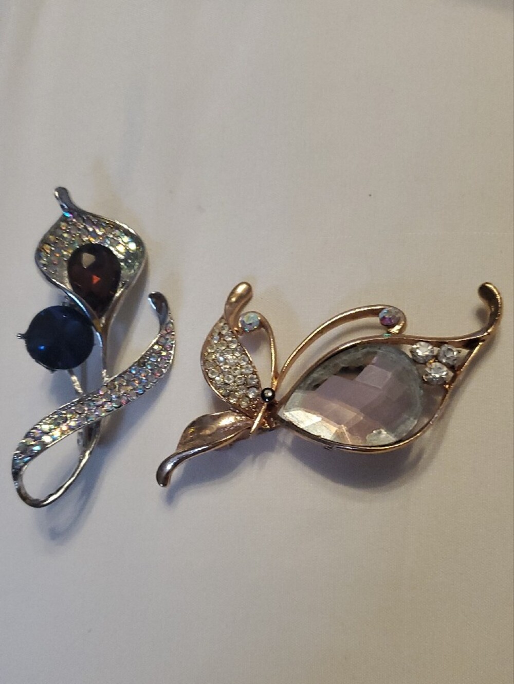 2 Brooches 2.5 inches each. Calla Lily And Butterfly.